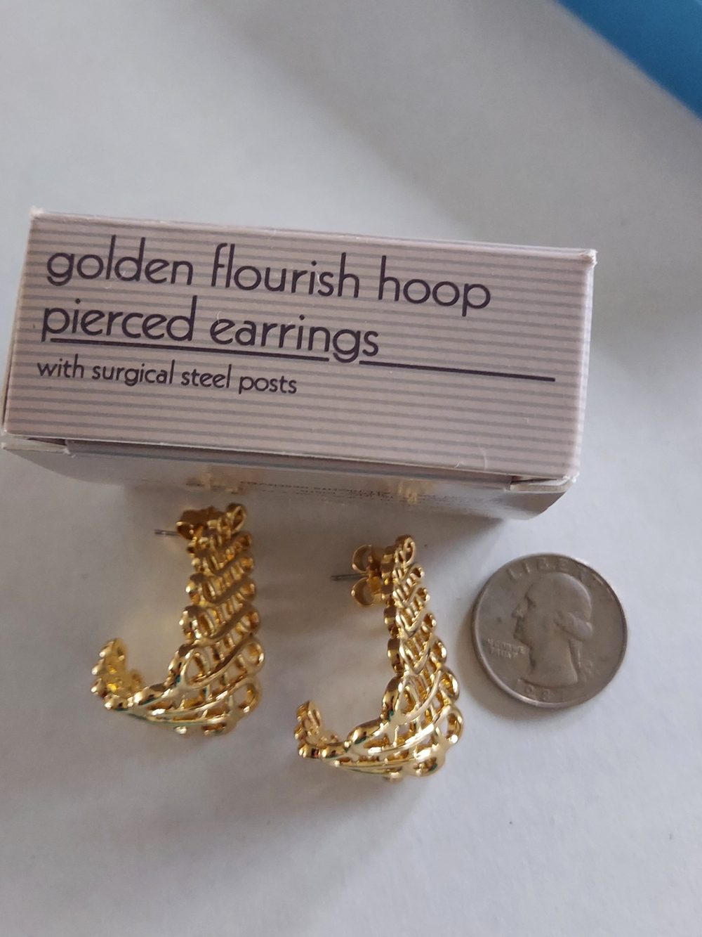 VintageAvon Golden Flourish Hoop Earrings